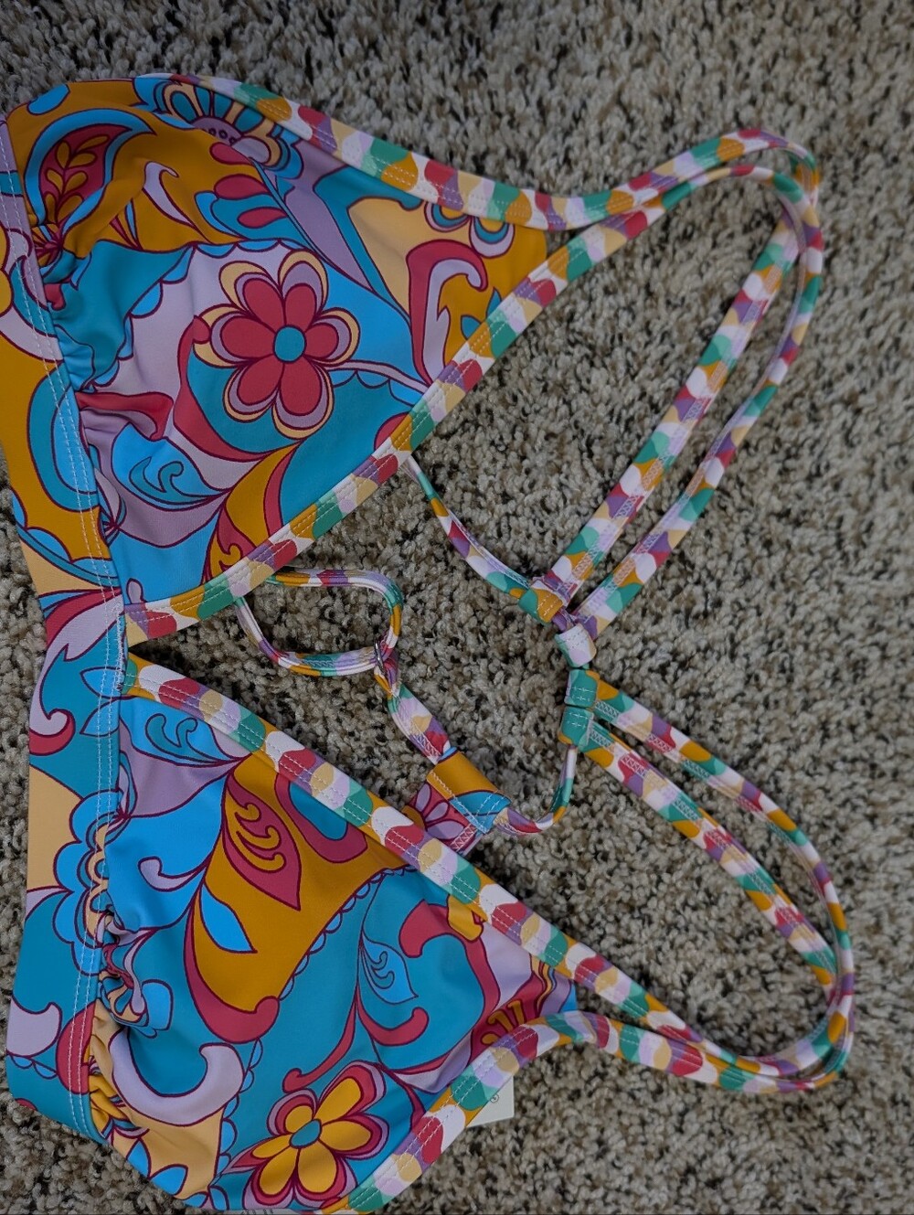 Cupshe Floral Paisley Multicolor Triangle Bikini And Top Bottom - Blue, Pink